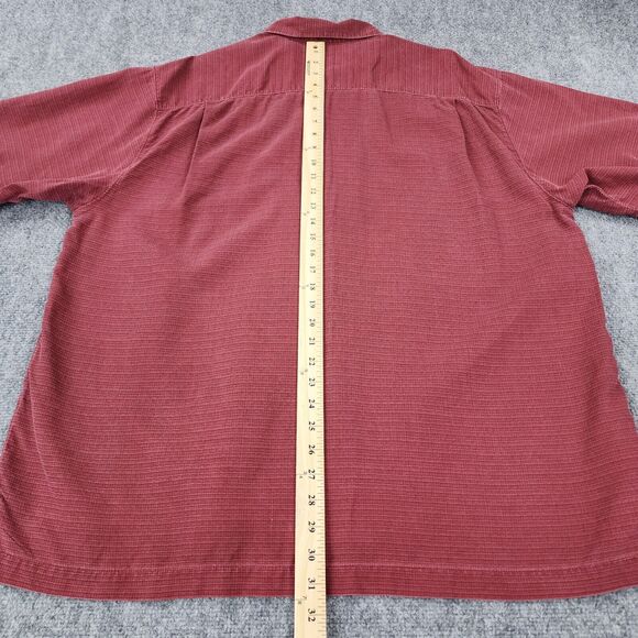Tommy Bahama Shirt Mens XL Red Burgundy Silk Tahitian Border Camp Loop Collar - Picture 6 of 16